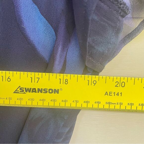 Vintage Dana Buchman 100% Silk Short Sleeve Wrap Midi Dress Dark Blue 16 - Picture 9 of 10